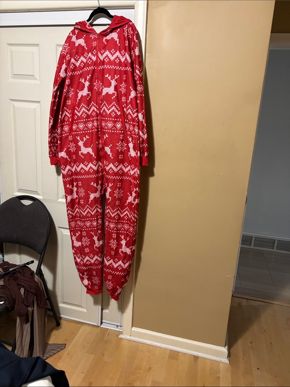 Red Holiday Reindeer Onesie Jumpsuit
